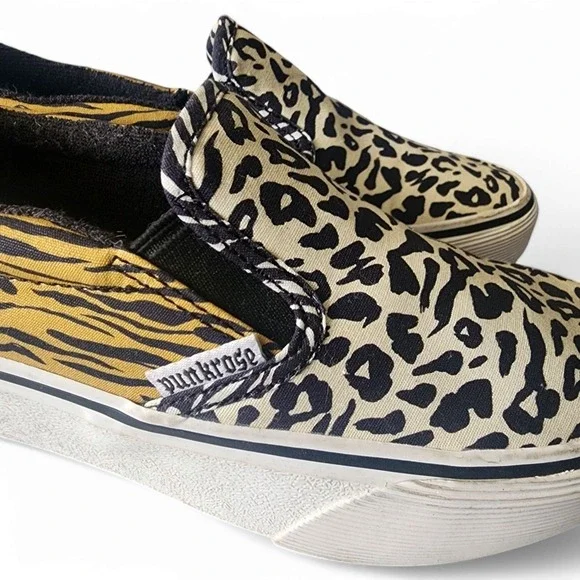 Punkrose Canvas Sneakers Leopard Zebra Print Slip On Shoes Comfort Size 6 - Picture 3 of 11